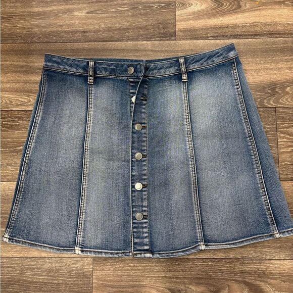 Faded Glory Blue Pleated Button Mini Skirt Size 16 NWOT - Picture 1 of 3